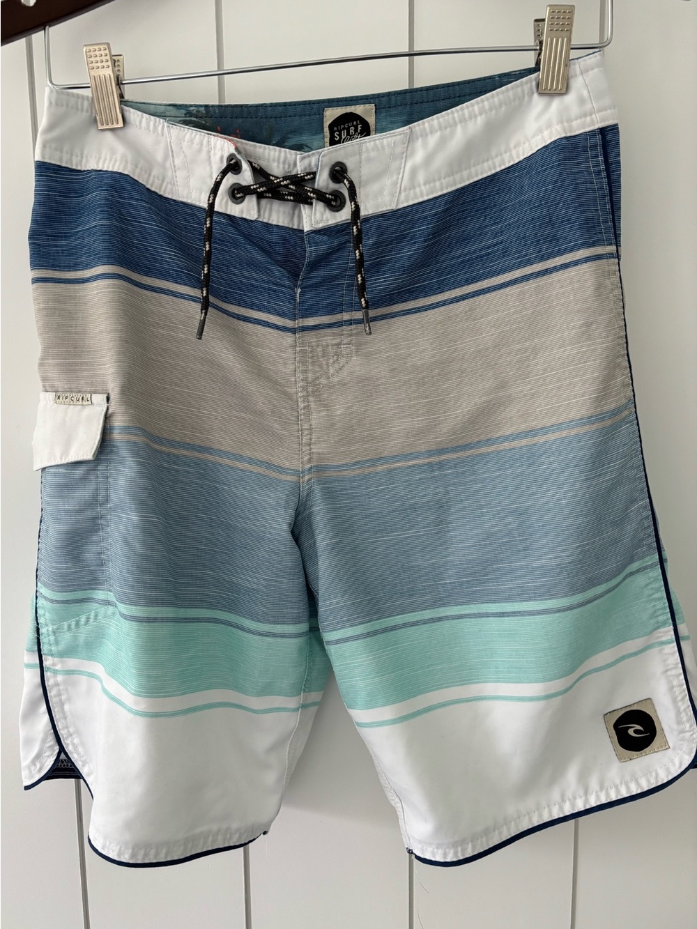 Rip Curl Surf Craft Men's Striped Blue Teal Boardshorts - no liner